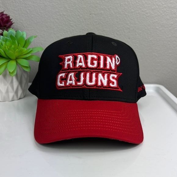 adidas Other - Adidas Baseball Hat Ragin Cajuns Fitmax 70 L XL Black Red Louisiana